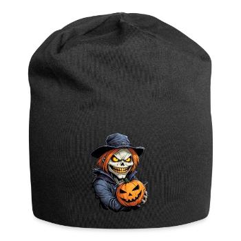 Sorcière d’Halloween citrouille effrayante avec des extrémités lumineuses - Bonnet en jersey - noir - Devant