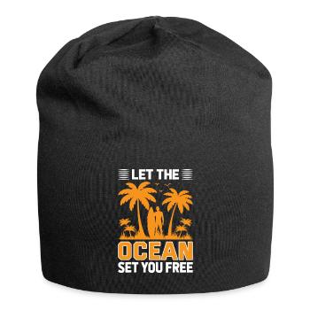 Lassen Sie sich vom Ozean befreien. - Jersey-Beanie - Schwarz - Vorne