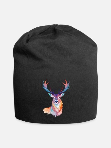 cerf art vectoriel avec illustration aux couleurs vives - Bonnet en jersey - noir