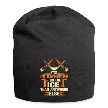 Ich bin lieber auf dem Feld als irgendwo anders. - Jersey-Beanie - Schwarz - Vorne