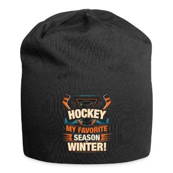 Hockey : Ma saison préférée, c’est l’hiver ! - Bonnet en jersey - noir - Devant