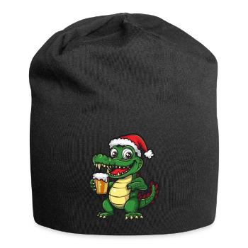 Alligator Bière de Noël Drôle - Bonnet en jersey - noir - Devant
