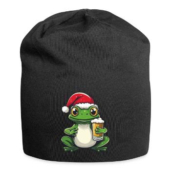 Frosch Weihnachten Bier Lustig - Jersey-Beanie - Schwarz - Vorne