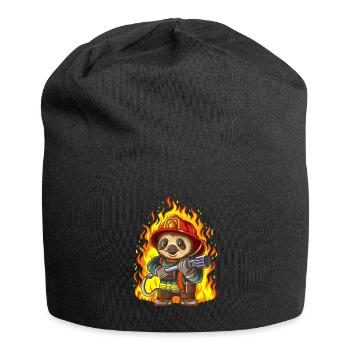 Heroic Brave Firefighter Sloth - Jersey Beanie - black - Front