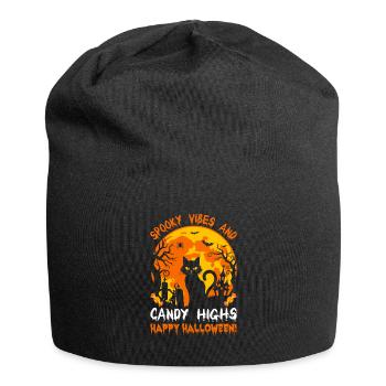 Spooky vibes and candy highs - happy Halloween! - Jersey Beanie - black - Front