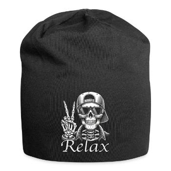 Skeleton Rebel Freedom Peace Symbol - Jersey Beanie - black - Front