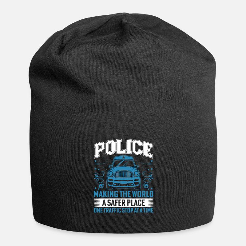 Polizei: Die Welt zu einem sichereren Ort machen, ein einziger Treff - Jersey-Beanie - Schwarz