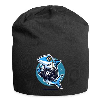 Edler Hai im Smoking-Vektor-Design - Jersey-Beanie - Schwarz - Vorne