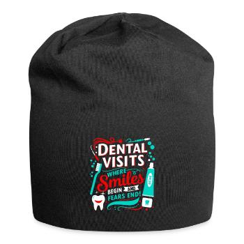 Zahnarztbesuche: Wo das Lächeln beginnt und die Ängste enden! - Jersey-Beanie - Schwarz - Vorne