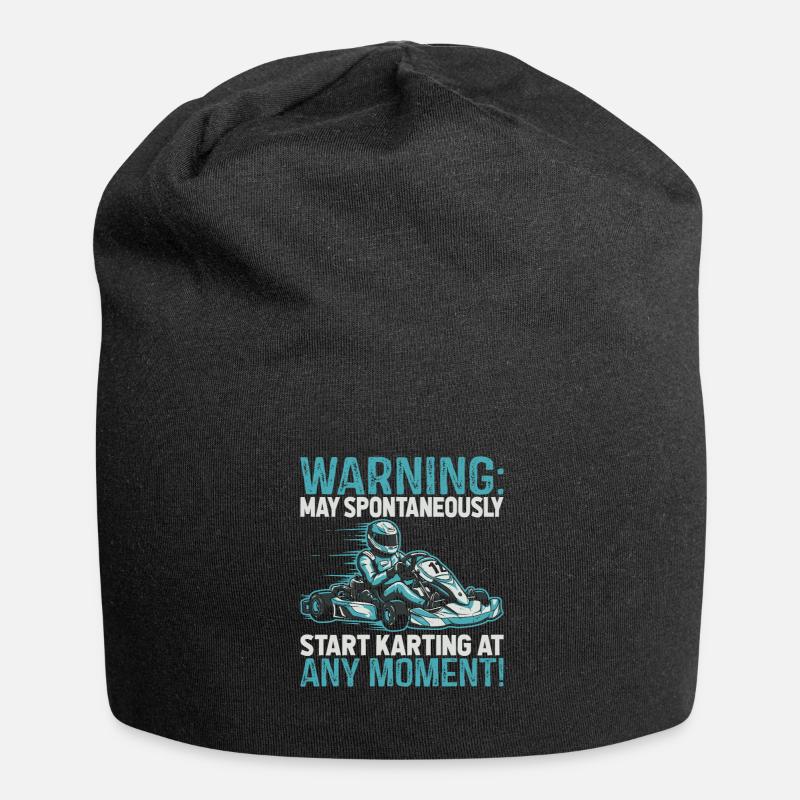 Warning: May spontaneously start karting at any - Jersey Beanie - black