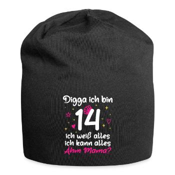 14. Geburtstag Mädchen Digga ich bin 14 - Jersey-Beanie - Schwarz - Vorne