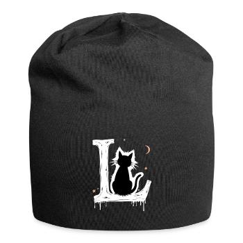 Letter L with cat - Jersey Beanie - black - Front