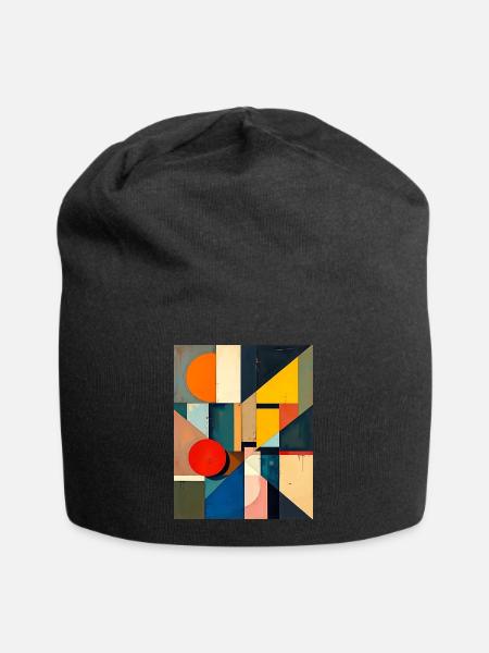 Kubismus - Jersey-Beanie - Schwarz
