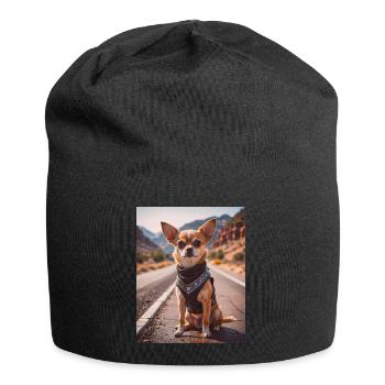 super cute dogs fashion victims Chihuahua biker - Jersey Beanie - black - Front