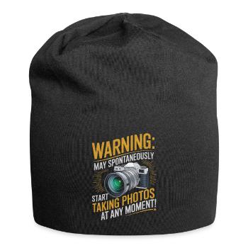 Warning: May spontaneously start taking photos at - Jersey Beanie - black - Front