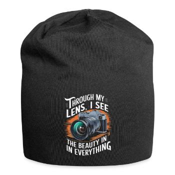 Through my lens, I see the beauty in everything. - Jersey Beanie - black - Front