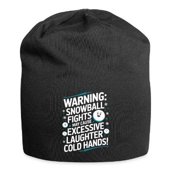 Warning: Snowball fights may cause excessive laugh - Jersey Beanie - black - Front