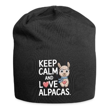 Keep calm and love alpacas. - Jersey Beanie - black - Front