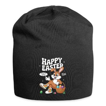 Frohe Ostern Osterhase Vintage - Jersey-Beanie - Schwarz - Vorne