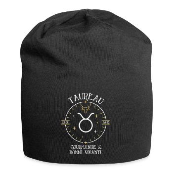 Du signe du Taureau - Gourmande et bonne vivante - Bonnet en jersey - noir - Devant