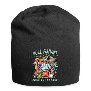 Lustiger Spruch - Voll Banane, aber mit System - Jersey-Beanie - Schwarz - Vorne