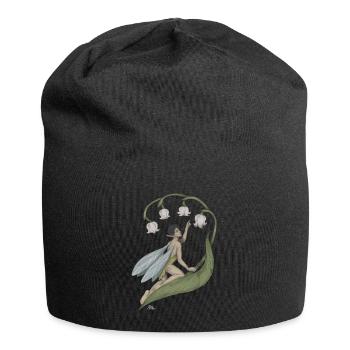 Pixie with lily of the valley - Jersey Beanie - black - Front