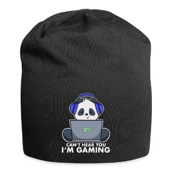 Gaming Panda niedlich - can‘t hear you I‘m gaming - Jersey-Beanie - Schwarz - Vorne