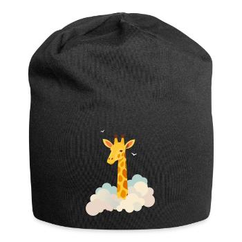 Gentle giraffe above the clouds – Dreamlike motif - Jersey Beanie - black - Front