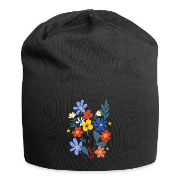 Flower Power - Jersey-Beanie - Schwarz - Vorne