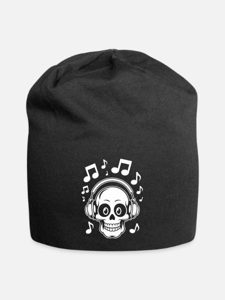 Illustration de crâne de musique pour vêtements à la mode - Bonnet en jersey - noir