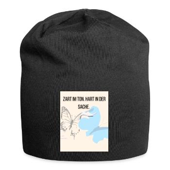 Sanfte Empathie mit Schmetterling und Storch - Jersey-Beanie - Schwarz - Vorne