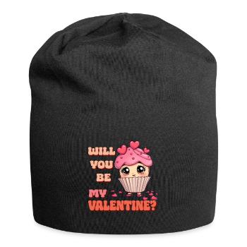 Cupcake coeur de la Saint-Valentin - Be My Valentine - Bonnet en jersey - noir - Devant