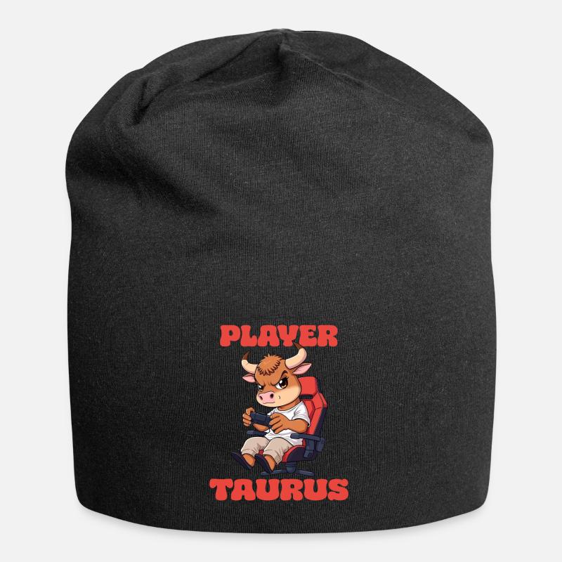 Game Gaming Sternzeichen Player Taurus Stier Gamer - Jersey-Beanie - Schwarz