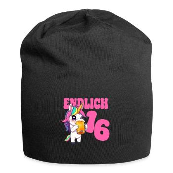 Bière Licorne Enfin 16 ans Anniversaire Alcool - Bonnet en jersey - noir - Devant