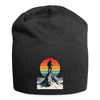 Adventurer at the Mountain Summit - Jersey Beanie - black - Front