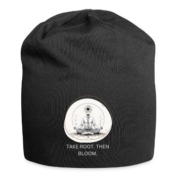 Blumen-Meditiation mit Wurzelverbindung - Jersey-Beanie - Schwarz - Vorne