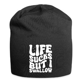 Life Sucks But I Swallow - Jersey-Beanie - Schwarz - Vorne