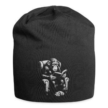 Ape Reading in Armchair - Jersey Beanie - black - Front