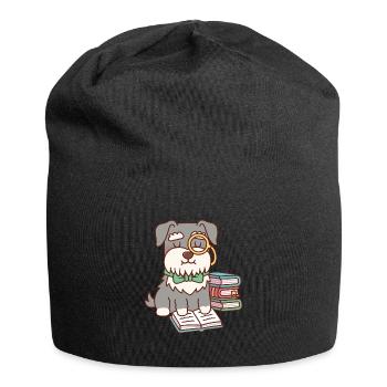 Un joli schnauzer avec un monocle aime lire Boo - Bonnet en jersey - noir - Devant