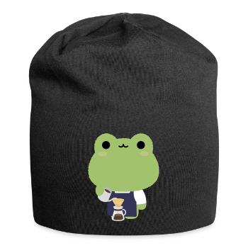 Kawaii Frog Barista - Jersey Beanie - black - Front