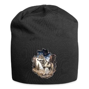Wolf Starry Sky - Jersey Beanie - black - Front