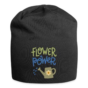 Flower Power Cute Gardening Watering Can Design - Jersey-Beanie - Schwarz - Vorne