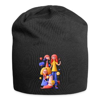 Bunte Gruppenszene Freundschaftskunst - Jersey-Beanie - Schwarz - Vorne