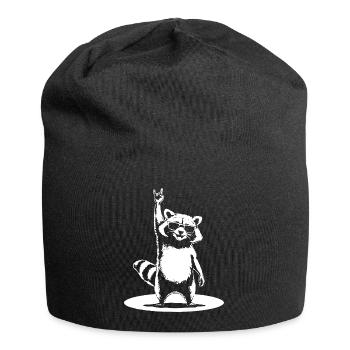 Rock Waschbär mit Sonnenbrille Devil Horns - Jersey-Beanie - Schwarz - Vorne