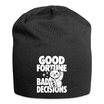 Good Fortune Bad Decisions Cat - Jersey Beanie - black - Front
