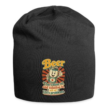 Beer | Funny beer saying in retro look - Jersey Beanie - black - Front
