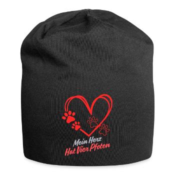 Mein Herz hat vier Pfoten Hund Shirt - Jersey-Beanie - Schwarz - Vorne