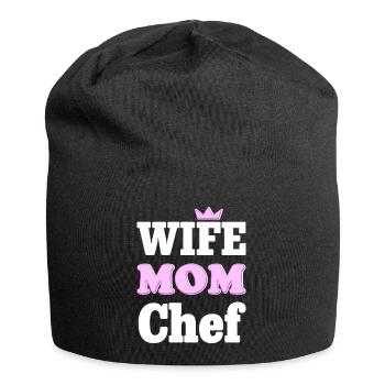 Wife Mom Chef - Statement Design for Moms - Jersey Beanie - black - Front