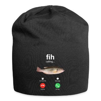 Fih Anruf Ablehnen Anruf Annehmen Lustiger Fisch - Jersey-Beanie - Schwarz - Vorne