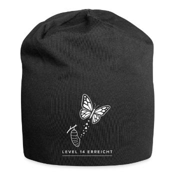 Level 14 Erreicht – Geburtstag Schmetterling - Jersey-Beanie - Schwarz - Vorne
